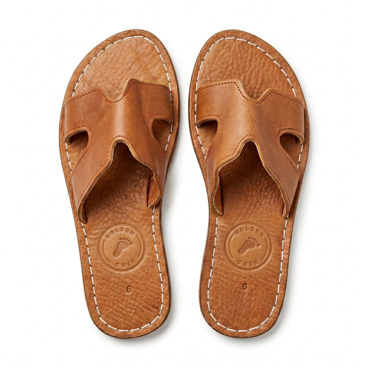 Artisan Handcrafted Leather H-Strap Slides