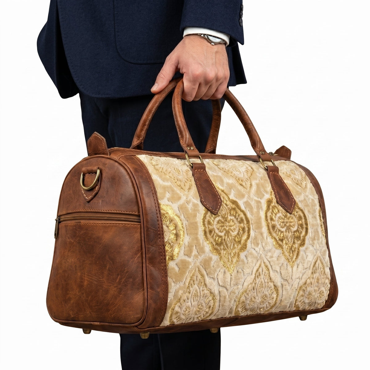 The Royal Velvet & Leather Travel Bag - Heritage Edition