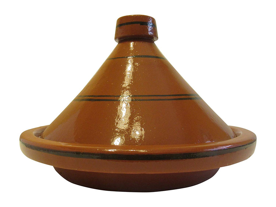 Brown Ceramic Serving Tagine, 9 ", handmade in Fes, Morocco