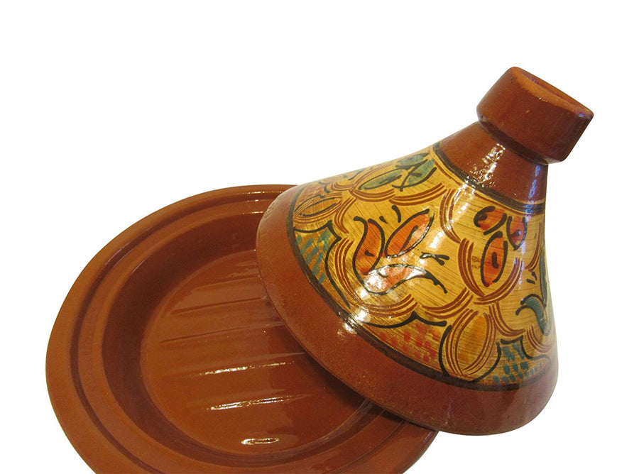 Handmade Authentic Moroccan Ceramic Cooking and Serving Tagine, Lead Free, Medium 12" D x 10 1/2 " H