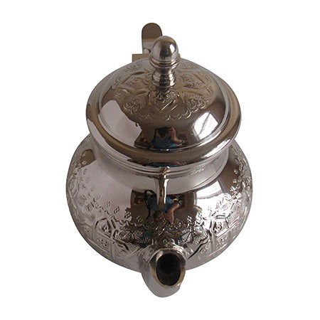 Vintage Styled Small Handmade Moroccan Silver Plated Teapot with Built In Tea Infuser — image 2