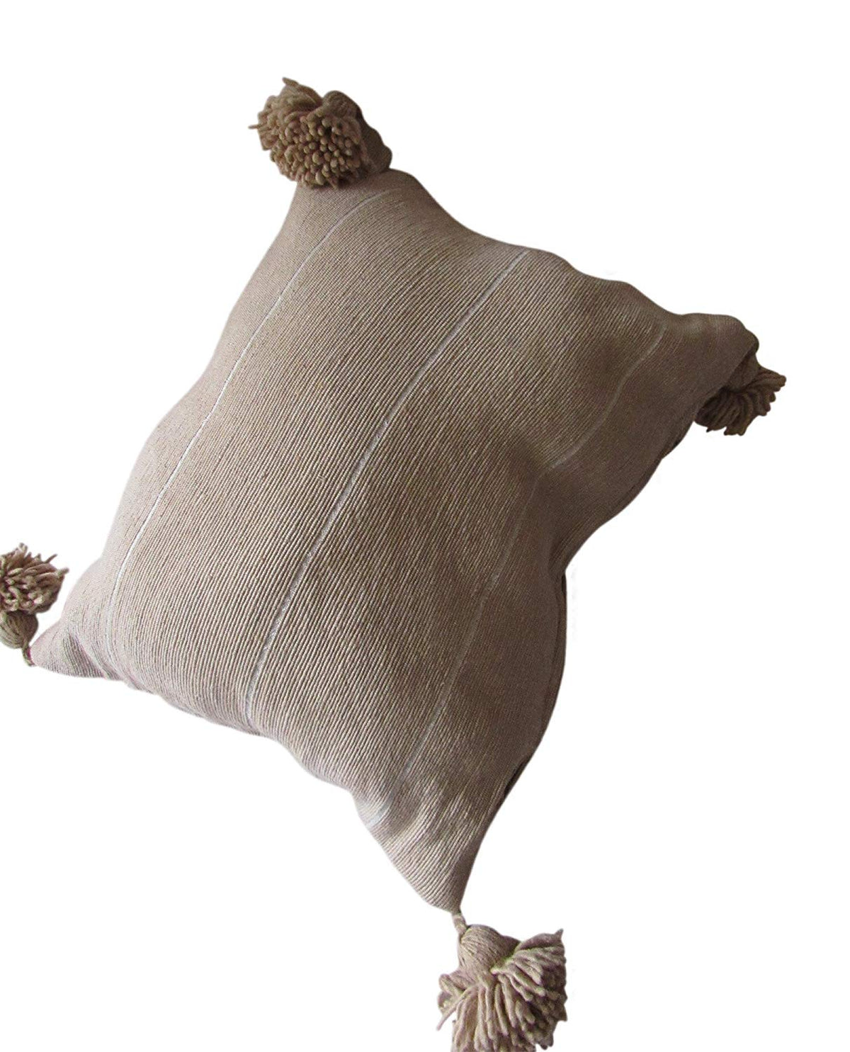 Grey Cotton Pillow Cover, handmade in Fes, Morocco