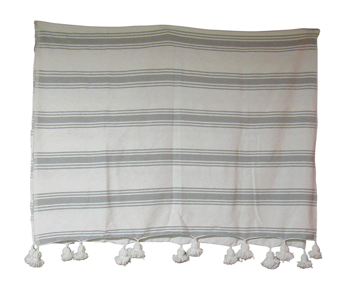 White Wool Throw Blanket, handmade in Fes, Morocco