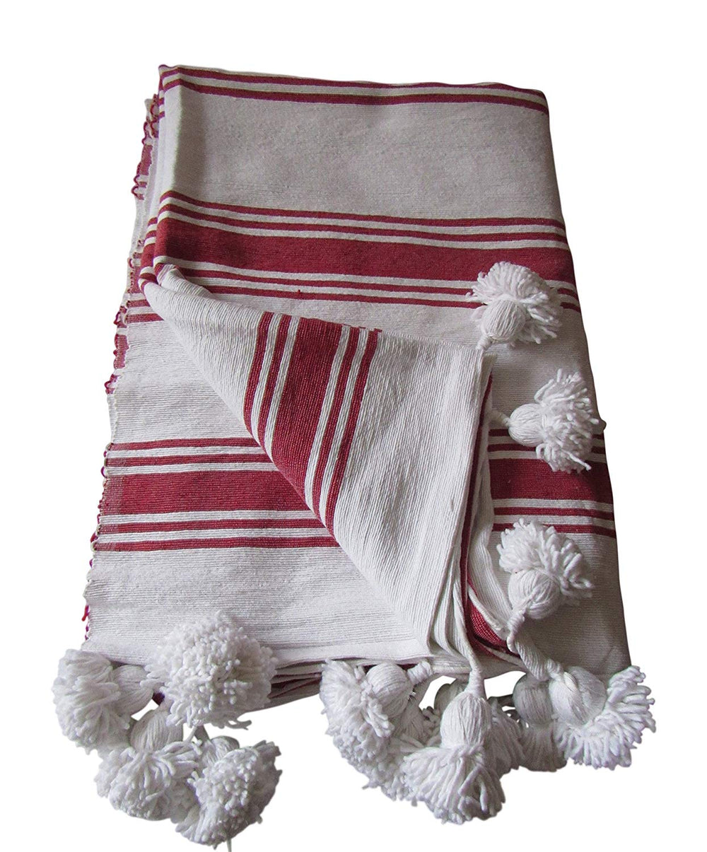 White Wool Throw Blanket, handmade in Fes, Morocco