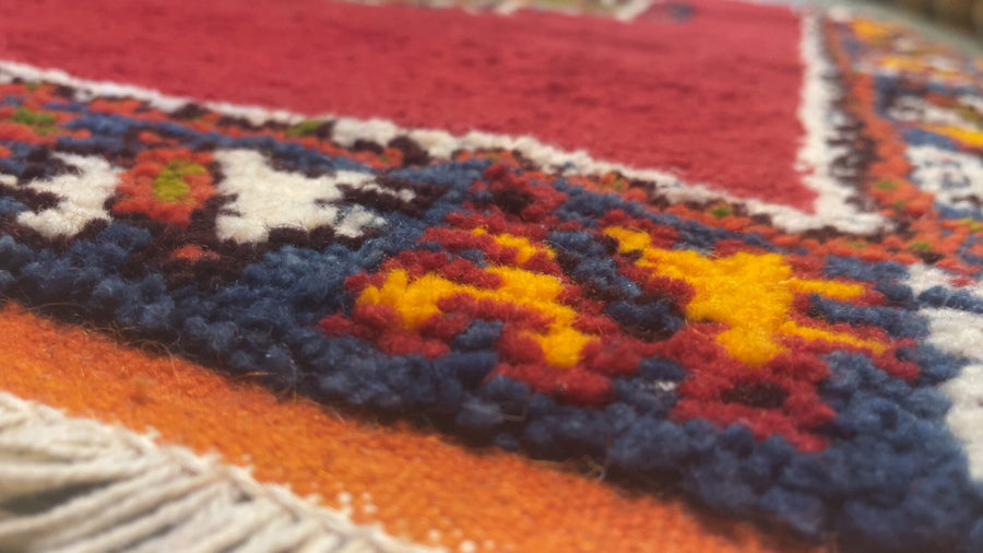 Nisrin Handmade Moroccan Rug — Red Wool Area Rug (Large)