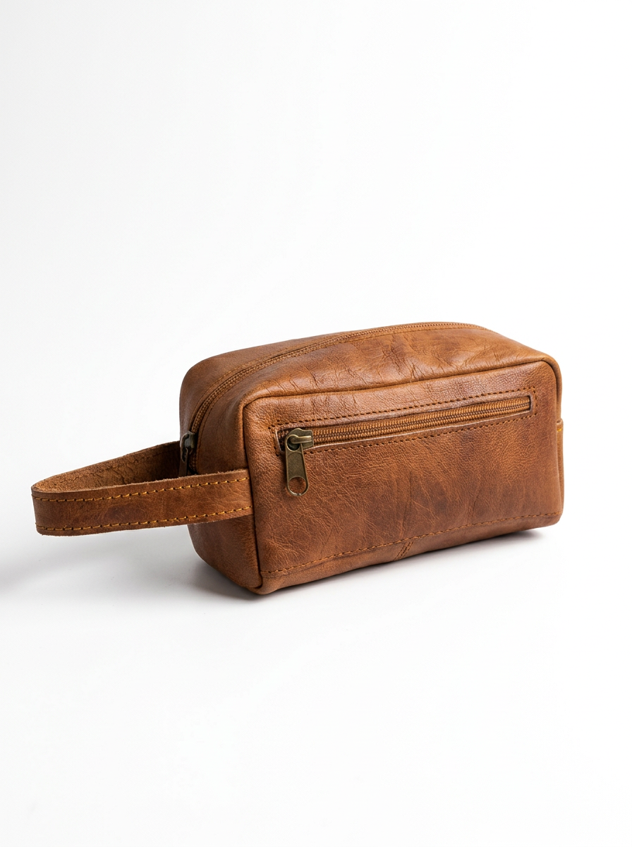 Handcrafted Genuine Leather Toiletry Bag – Vintage Travel Dopp Kit for Men & Women