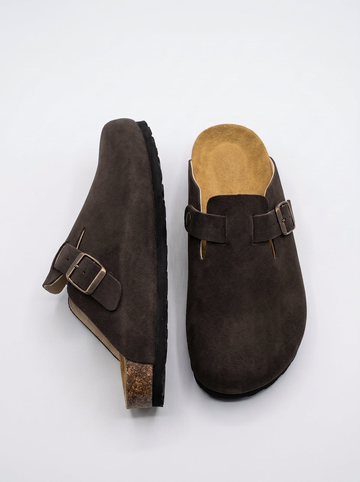 Men's Artisan Suede Cork Clogs - Espresso Brown