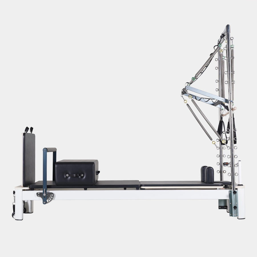 Aluminum Pilates Reformer with Tower, a Pilates reformer with tower attachment