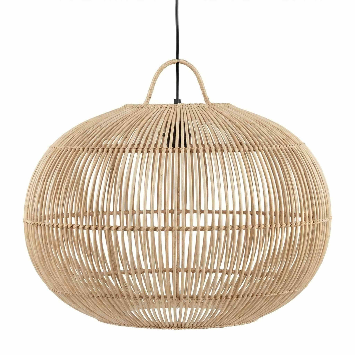 Handwoven rattan globe pendant light shade