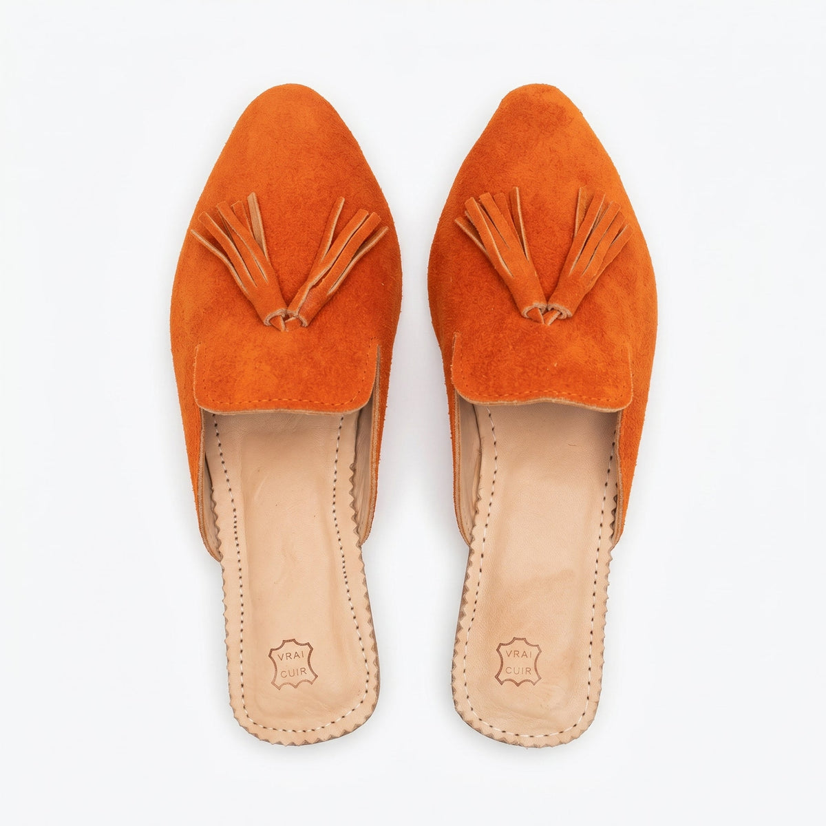 Artisan Handcrafted Suede Tassel Mules
