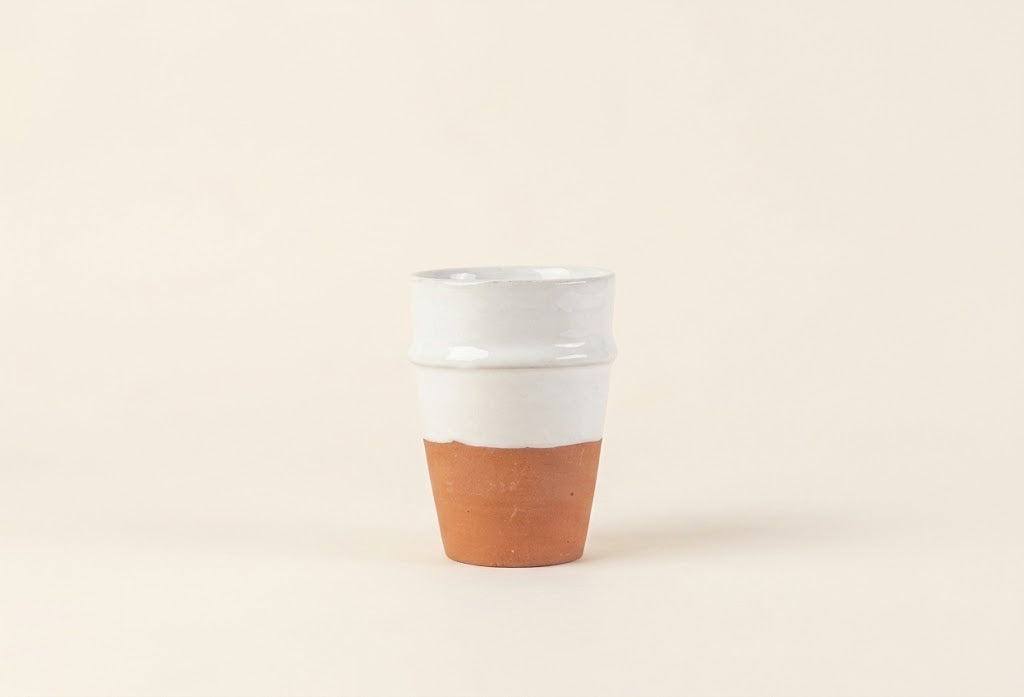 Moroccan Beldi Ceramic Cups, White — Set of 4