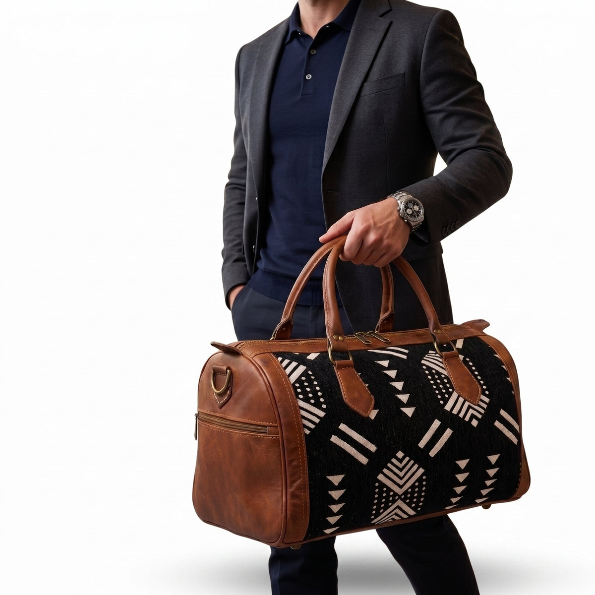 The Urban Nomad Kilim & Leather Duffel Bag - Midnight Edition