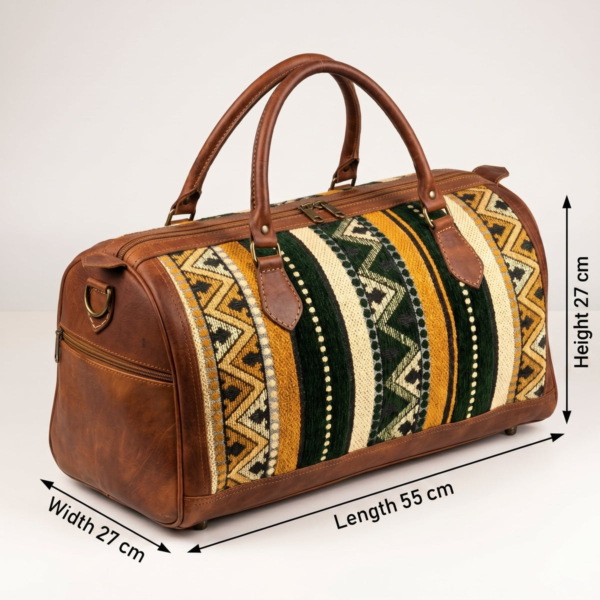 The Atlas Kilim & Vintage Leather Travel Duffel Bag