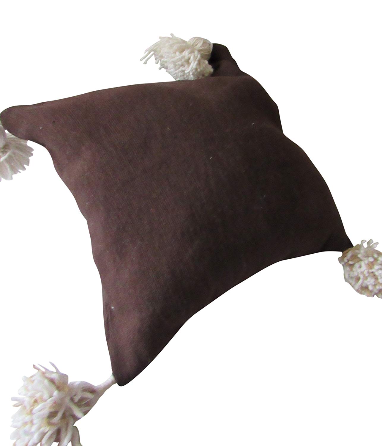 Black Cotton Pillow Cover, handmade in Fes, Morocco