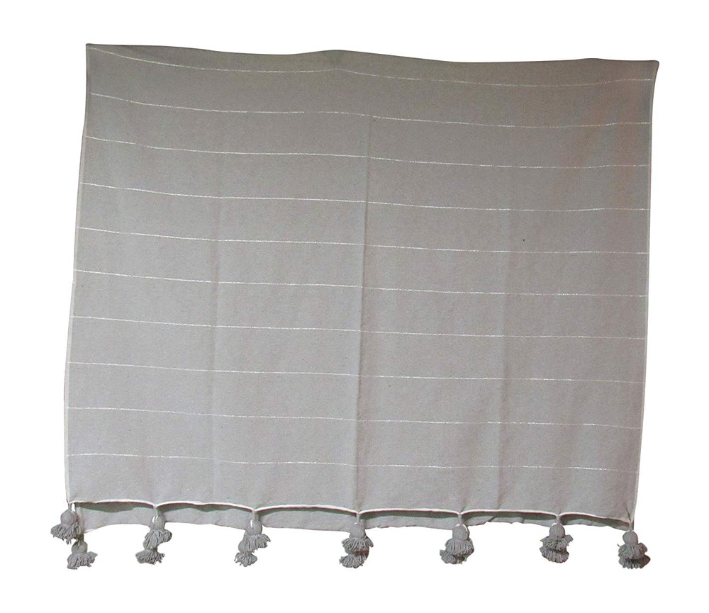 White Wool Throw Blanket, handmade in Fes, Morocco