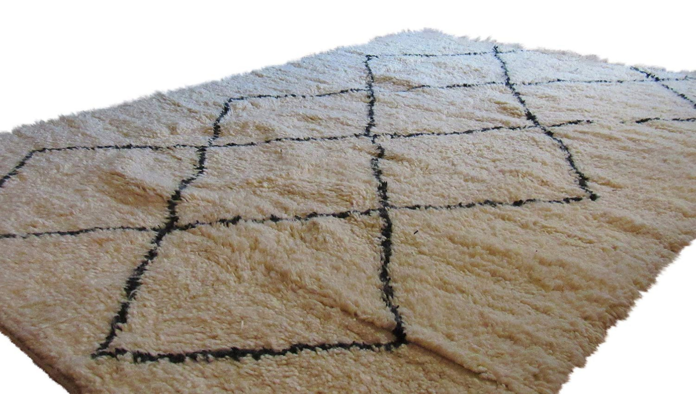Authentic Moroccan Beni Ourain Berber Oriental Carpet, 100% Handwoven Naturally Dyed Tribal Wool Rug 8x10 Feet