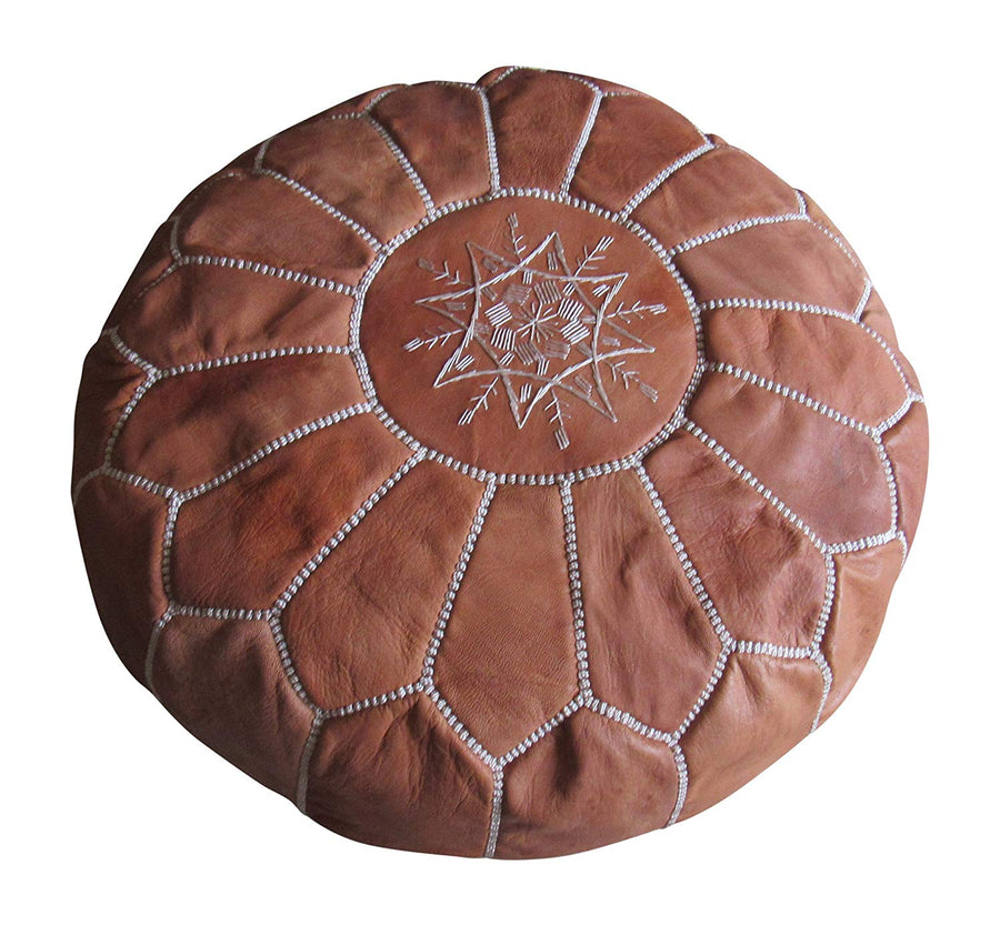 Authentic Unstuffed Handmade Pouf, Beige