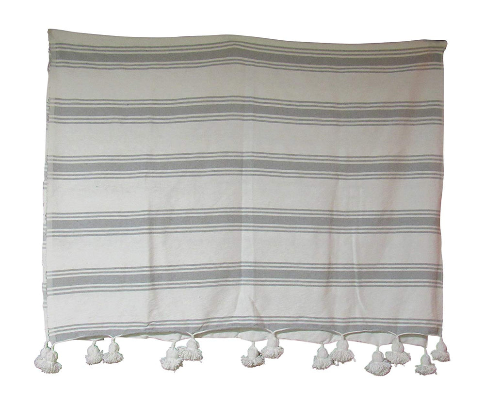 White Wool Throw Blanket, handmade in Fes, Morocco