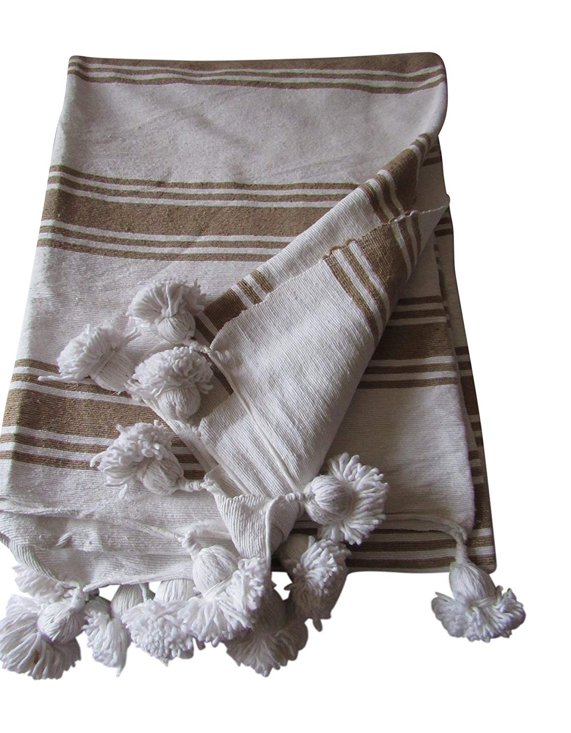 White Wool Throw Blanket, handmade in Fes, Morocco