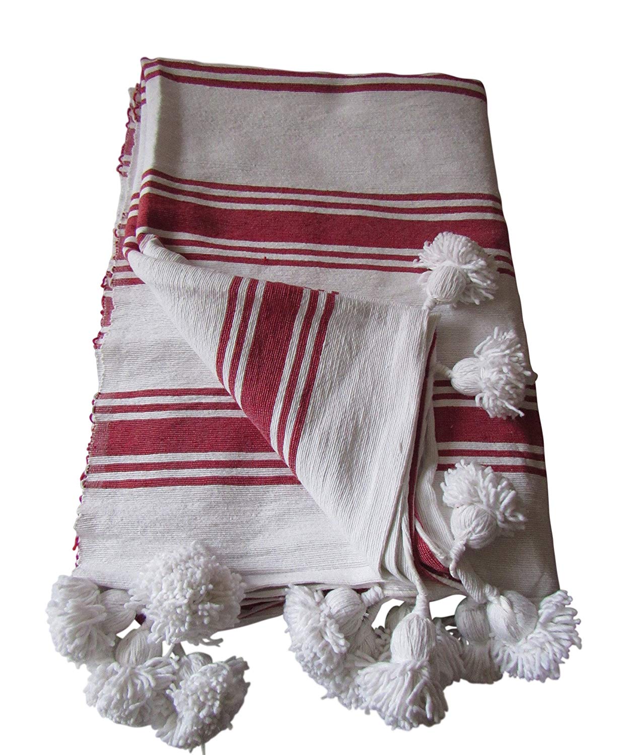White Wool Throw Blanket, handmade in Fes, Morocco