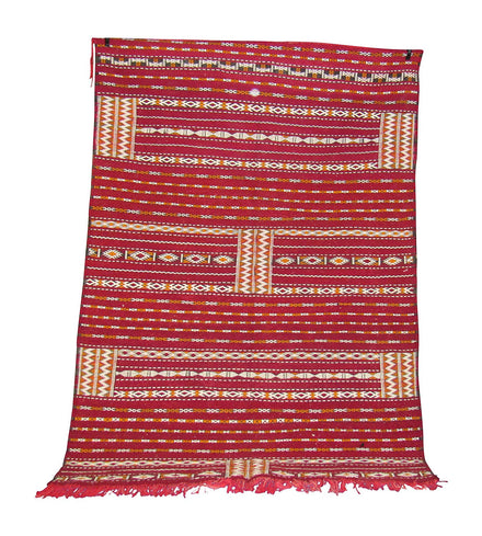 Wool Rug, 7.5 X 5.2 Feet, handmade in Fes, Morocco