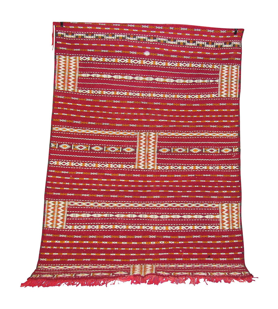 Wool Rug, 7.5 X 5.2 Feet, handmade in Fes, Morocco