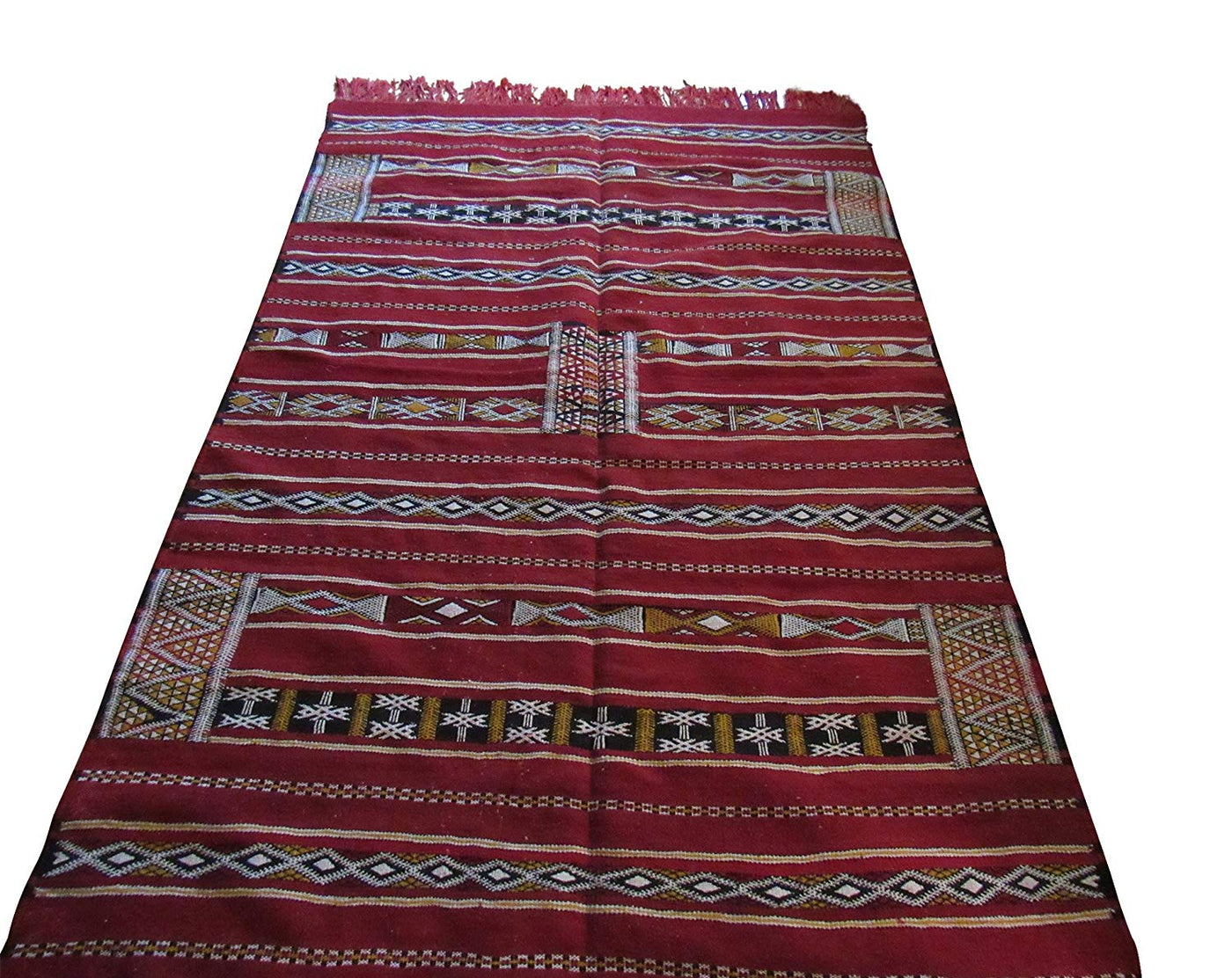 Moroccan Kilim Berber Oriental Carpet – Wool Rug, 7.5 X 5.2 Feet