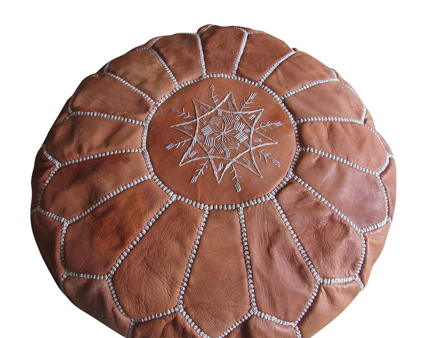Beige Pouf, handmade in Fes, Morocco