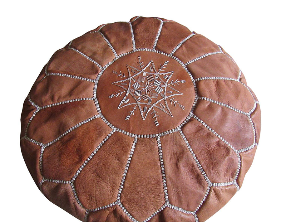 Beige Pouf, handmade in Fes, Morocco
