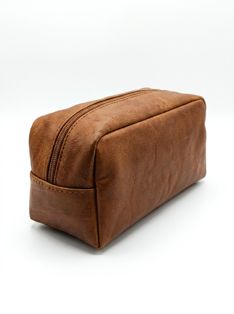 Handcrafted Genuine Leather Toiletry Bag – Vintage Travel Dopp Kit for Men & Women