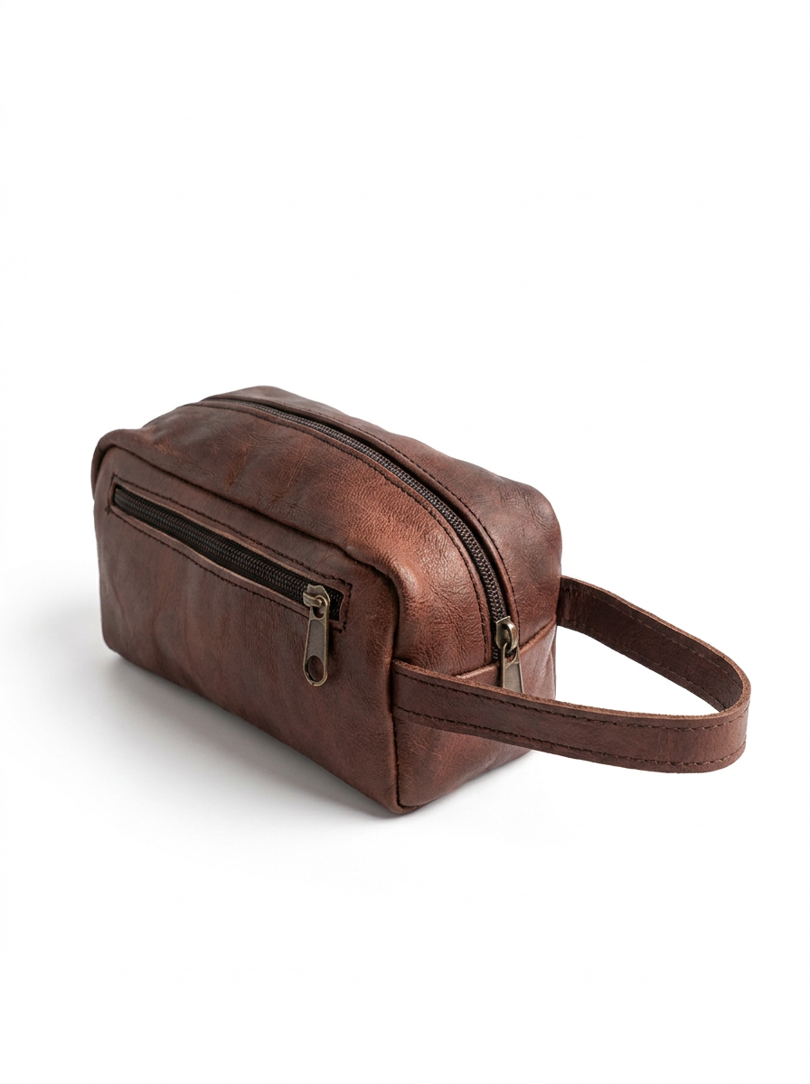 Handcrafted Genuine Leather Toiletry Bag – Vintage Travel Dopp Kit for Men & Women