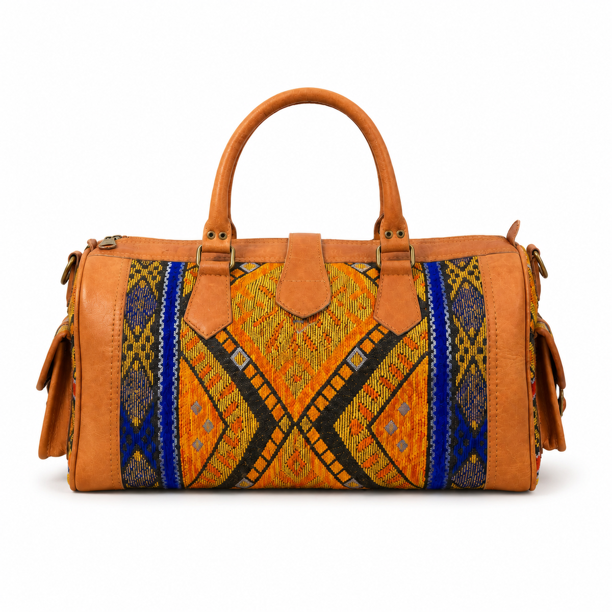 Handmade Moroccan Leather & Kilim Travel Bag – Boho Weekender