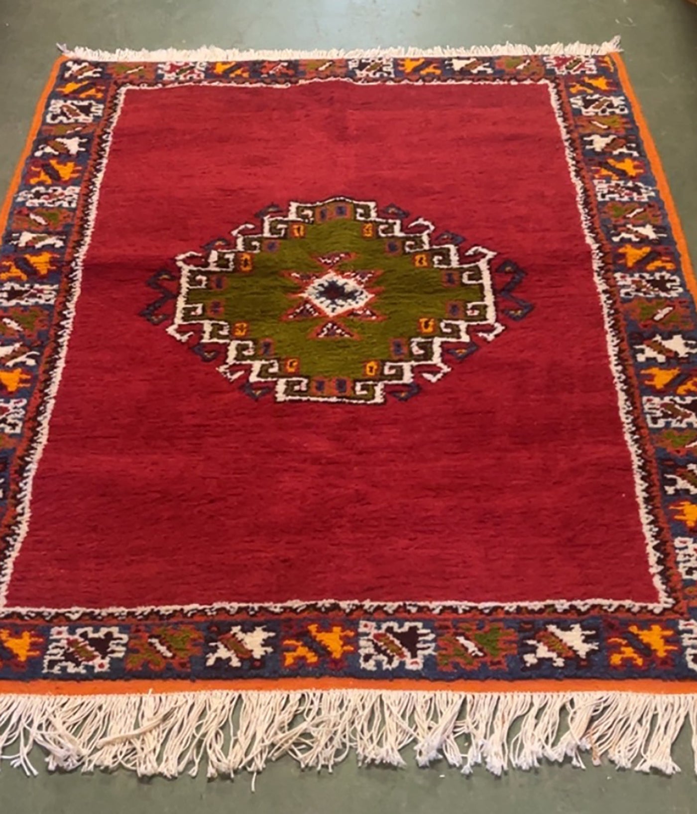 Nisrin Handmade Moroccan Rug — Red Wool Area Rug (Large)