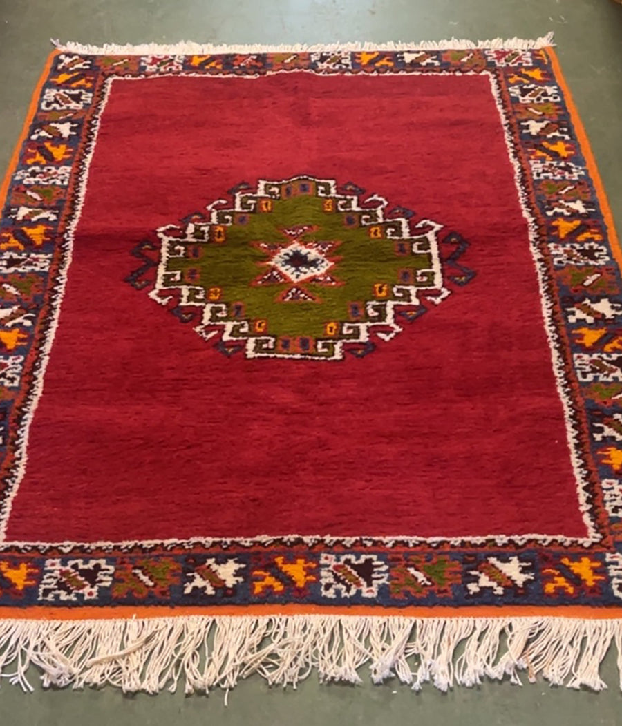 Nisrin Handmade Moroccan Rug — Red Wool Area Rug (Large)