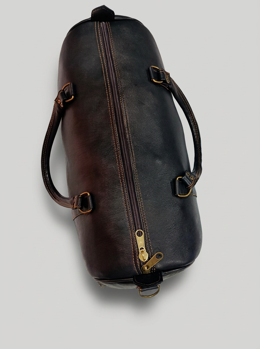 Handcrafted Black Genuine Leather Duffle Bag | Classic Travel Weekender