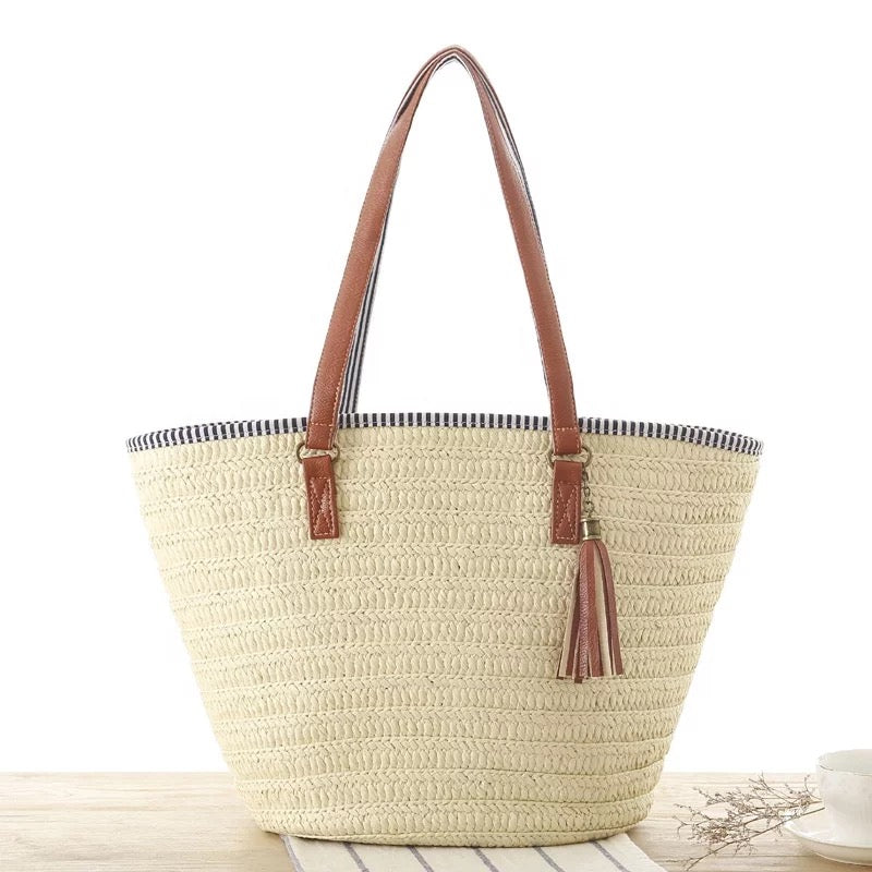 Beige Beach Bag, handmade in Fes, Morocco
