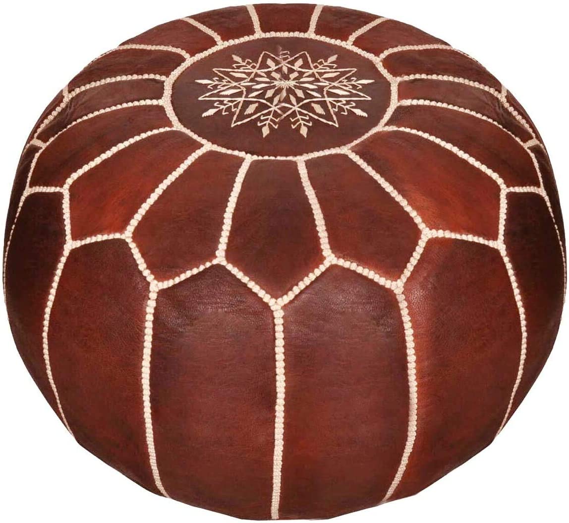 Brown Pouf, handmade in Fes, Morocco