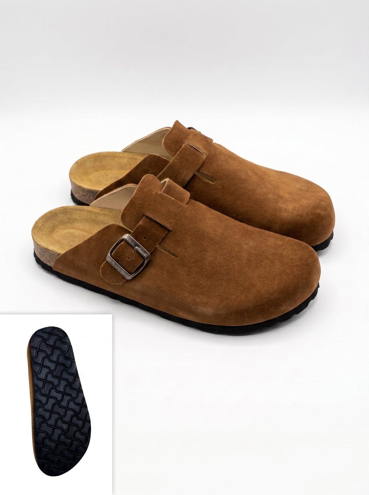 Men's Artisan Suede Cork Clogs - Camel Tobacco