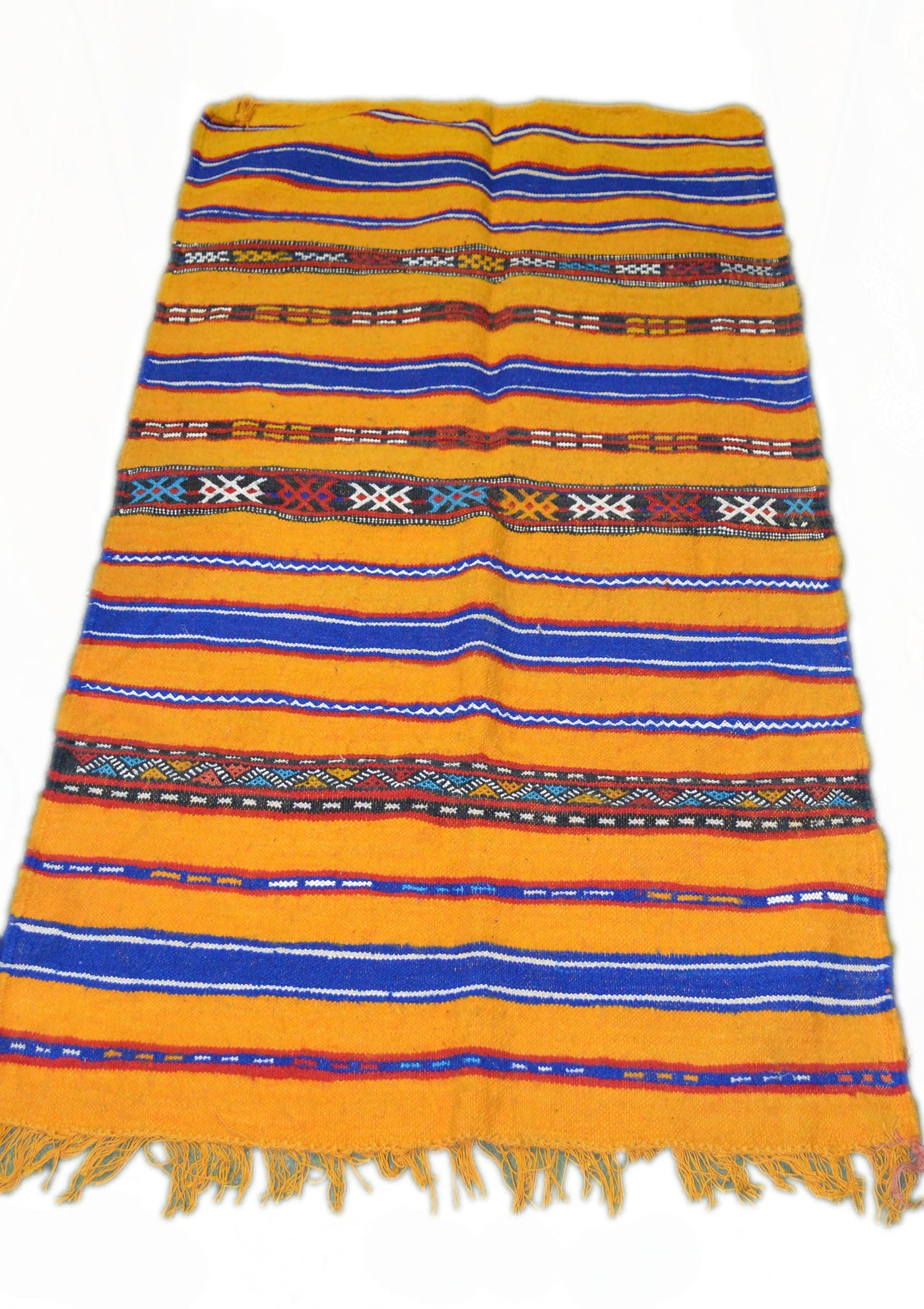 Handmade orange Moroccan wool area rug, medium size, from Fes, Morocco