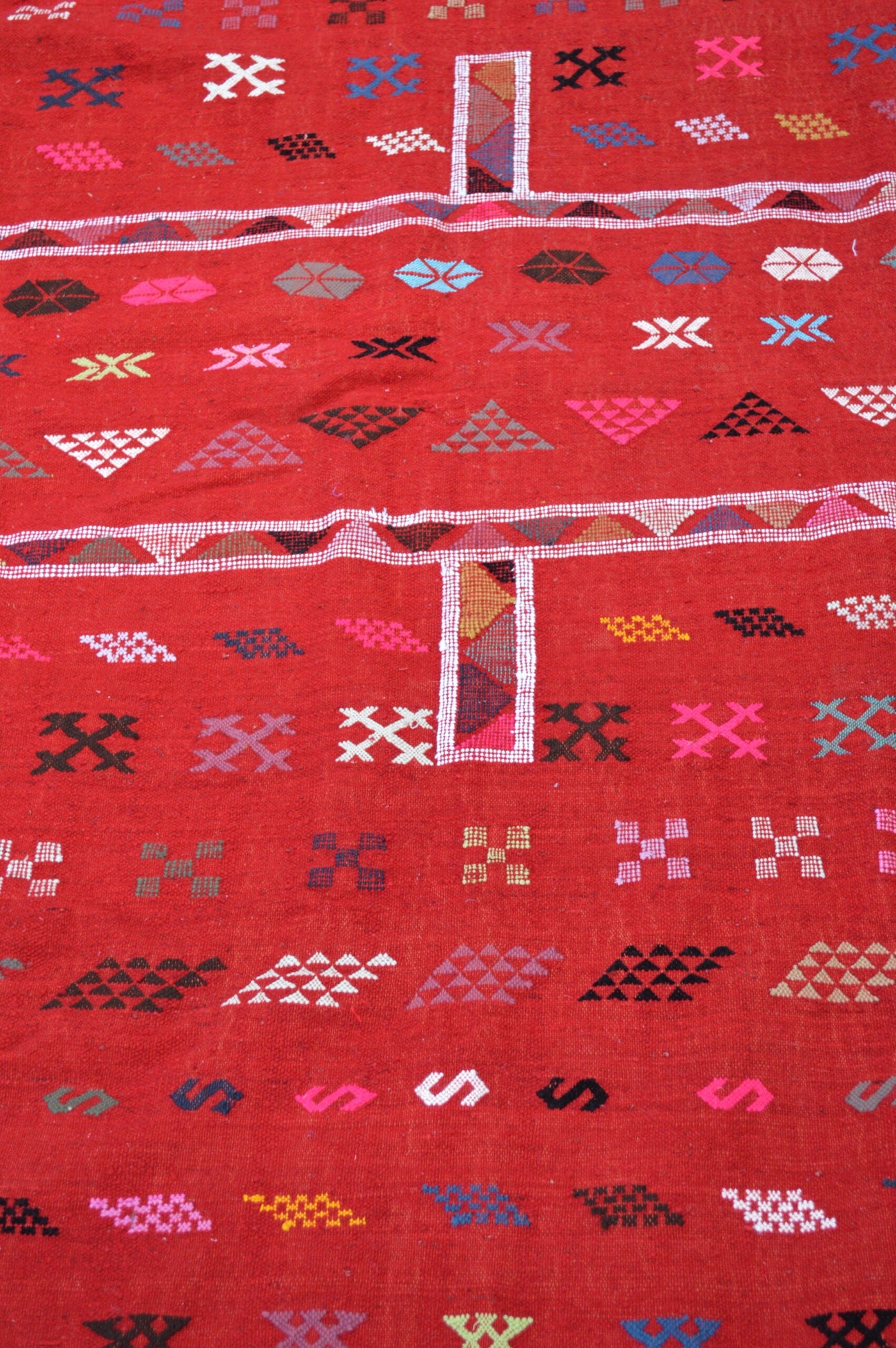 Yasmine Handmade Moroccan Kilim Rug — Red Flatweave Area Rug (Large)