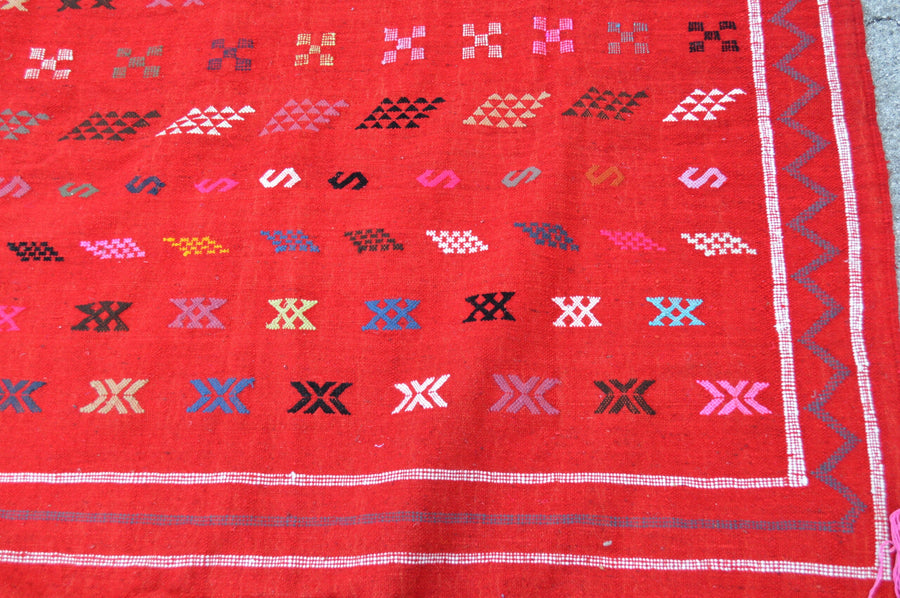 Yasmine Handmade Moroccan Kilim Rug — Red Flatweave Area Rug (Large)