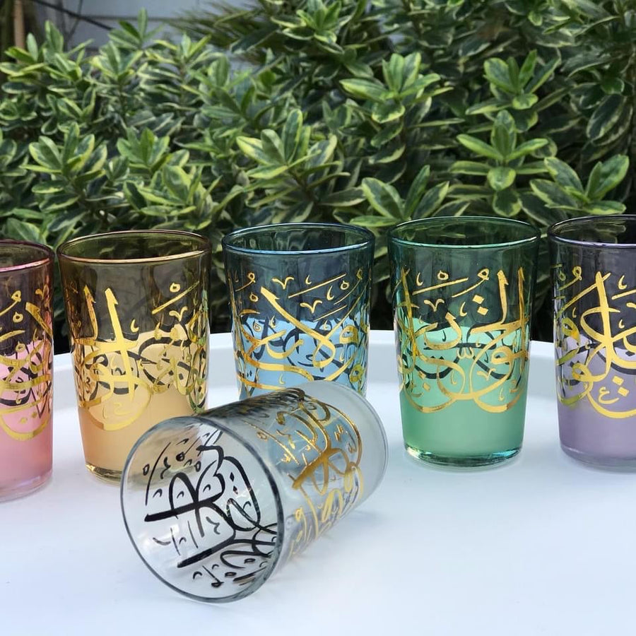 Arabesque Moroccan Tea Glasses, Moroccan Drinking Glasses – Pack Of 6 – Unique and Stylish – Handmade Traditional Glass Set – For Tea, Coffee, Juice, Water, Etc.
