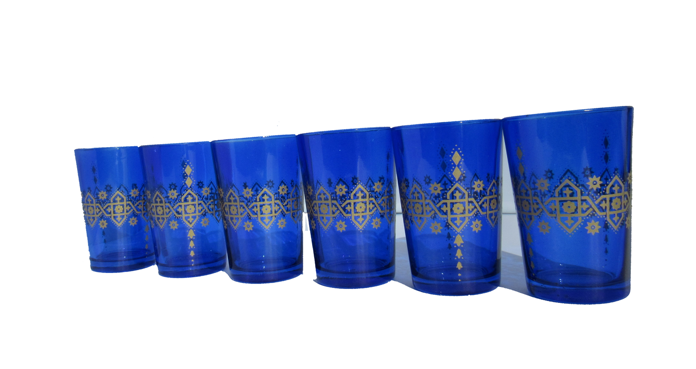 Moroccan Tea Glasses, Moroccan Drinking Glasses – Pack Of 6 – Unique and Stylish – Handmade Traditional Glass Set – For Tea, Coffee, Juice, Water, Etc.