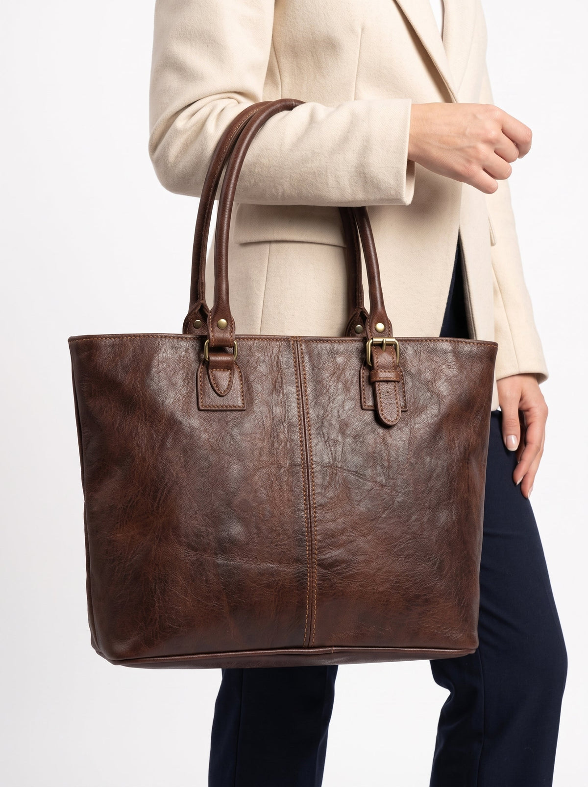 Premium Genuine Cowhide Leather Shoulder Bag & Tote