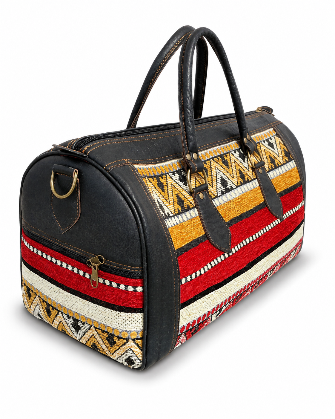 Moroccan Kilim Leather Weekender Bag