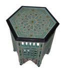 Moucharabi Wood Table Handmade Light Blue