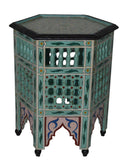 Moucharabi Wood Table Handmade Light Blue