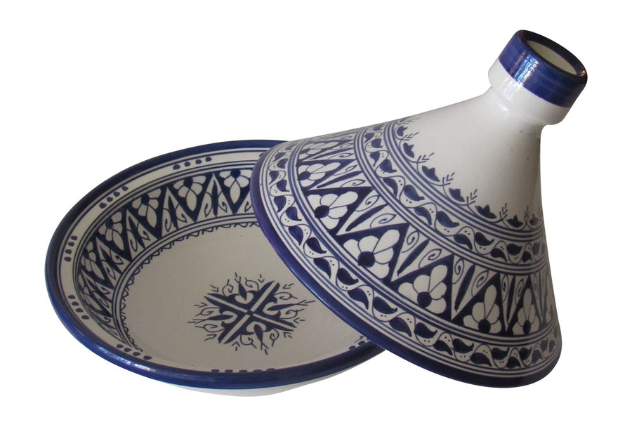 Handmade Authentic Moroccan Berber Style Ceramic Serving Tagine, Lead Free, Medium 10" Diameter x 10 "H